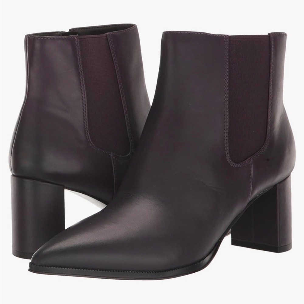 Franco Sarto LEATHER Demmi Pointed Toe Chelsea Ankle Chunky Heel Boot Size 11